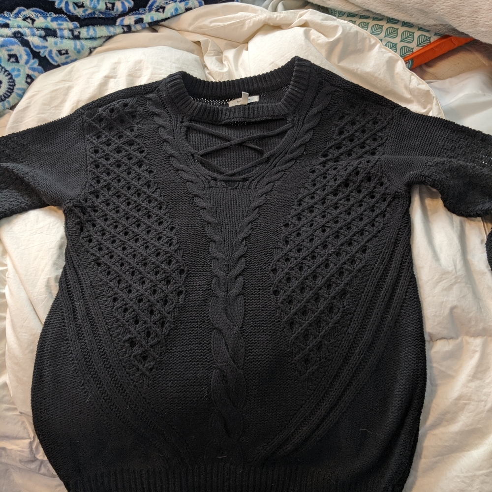 Maurices black sweater criss cross detail xs